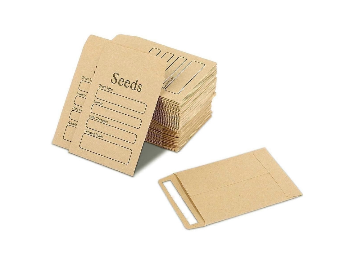 100 Envelopes Para Sementes Em Papel Kraft, 3,54 X 2,36 Polegadas, Com Fecho Reutilizável