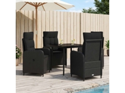 Vidaxl Conjunto De Mesa De Sofá 5 Unid. Preto