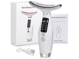 Aparelho de beleza YANYXR para pescoço com 7 modos LED, vibração e calor para rejuvenescimento