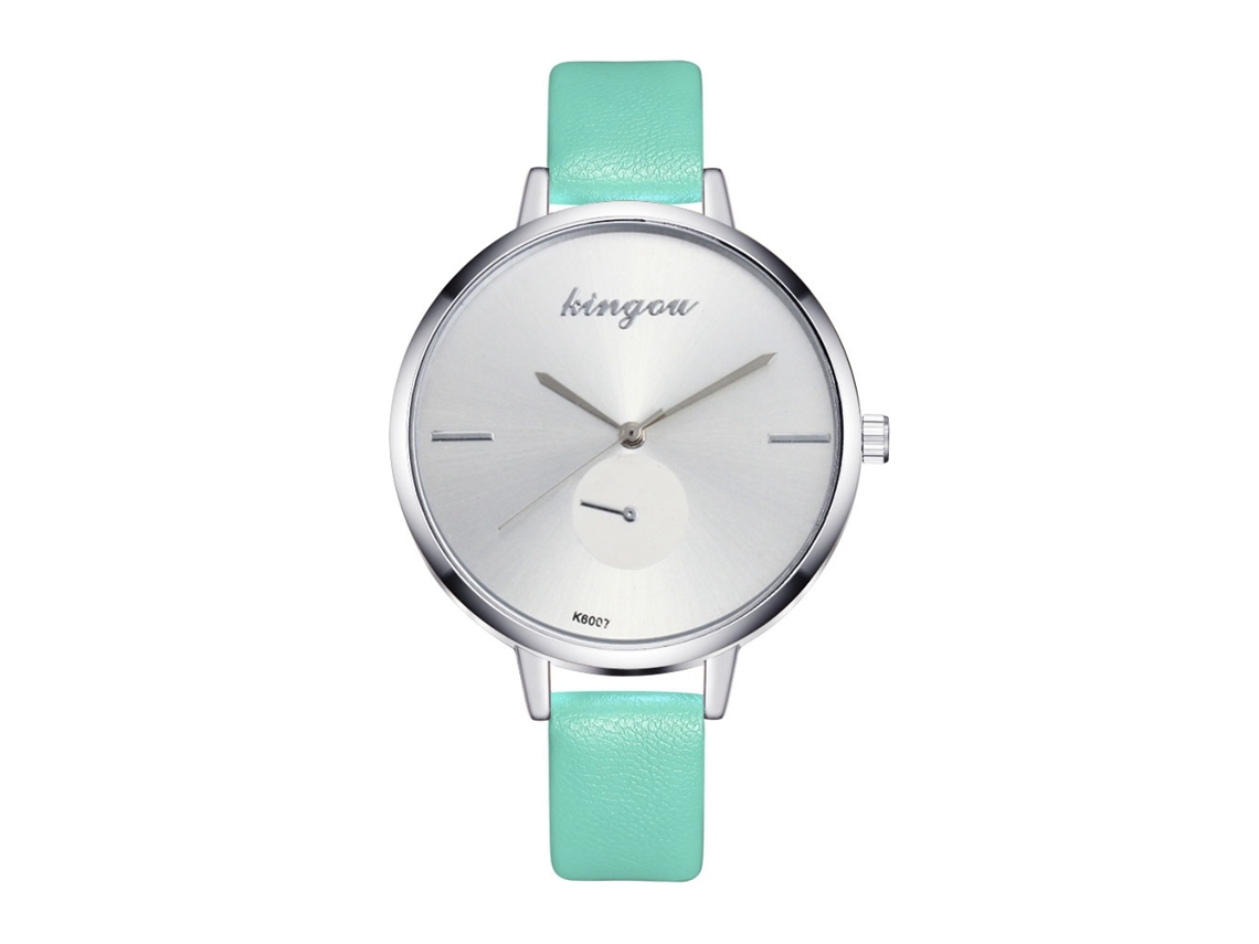 Relógio de Pulso Feminino Zhoulianfa de Quartzo com Pulseira de Couro Pu Estilo Leisure (mint)