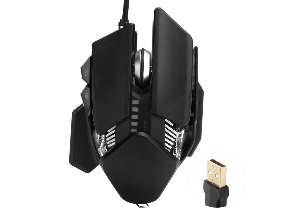 Mouse mecânico ergonômico para jogos com fio e cauda ajustável de 4000 DPI