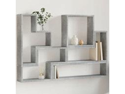 Vidaxl Estante De Parede 96x12x64 Cm Contraplacado Cinzento