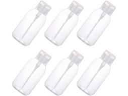 Conjunto de 6 frascos dispensadores de 500ml em PET e PP, testados e fáceis de usar.