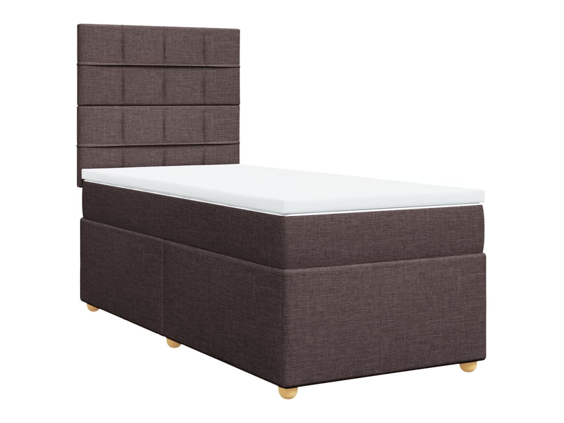 Cama com Molas e Colchão Tecido Castanho Escuro MAISON EXCLUSIVE (90x200 cm)