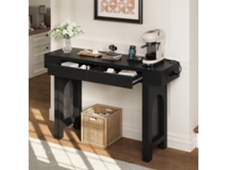 Mesa Console Gavetas Tomadas Grade Pés Ajustáveis Preta