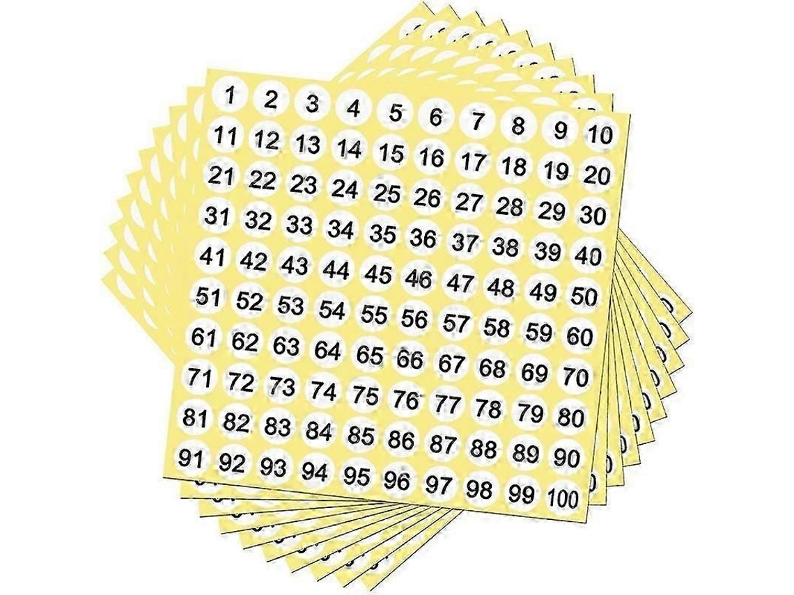 100 Etiquetas Adesivas Numeradas De 1 A 100, Redondas, 0,4 Polegadas-sdcy
