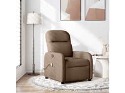 Vidaxl Poltrona De Massagens Reclinável Tecido Castanho