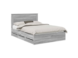 Estrutura de Cama com Gaveta MAISON EXCLUSIVE Cinza Sonoma 140 X 200 cm