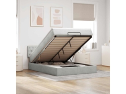 Vidaxl Estrutura De Cama Otomana Com Colchão 140x190 Cm Cinzento Claro