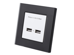 Tomada De Parede Laxiscreed Type 86 Com Painel De Vidro Temperado E Portas Usb Duplas