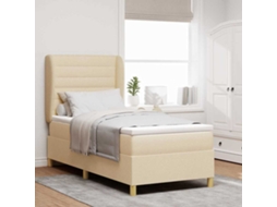 Vidaxl Cama Box Com Colchão Com Cabeceira Creme 200 X 100 Cm Tecido