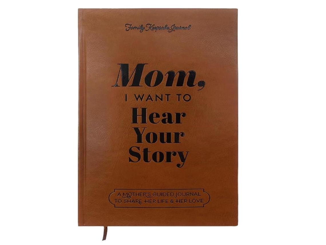 Mãe, Quero Ouvir Sua História Caderno, Capa De Couro, Capa Dura, Diário Guiado Para Mães Compartilharem Sua Vida E Amor Brilvibera