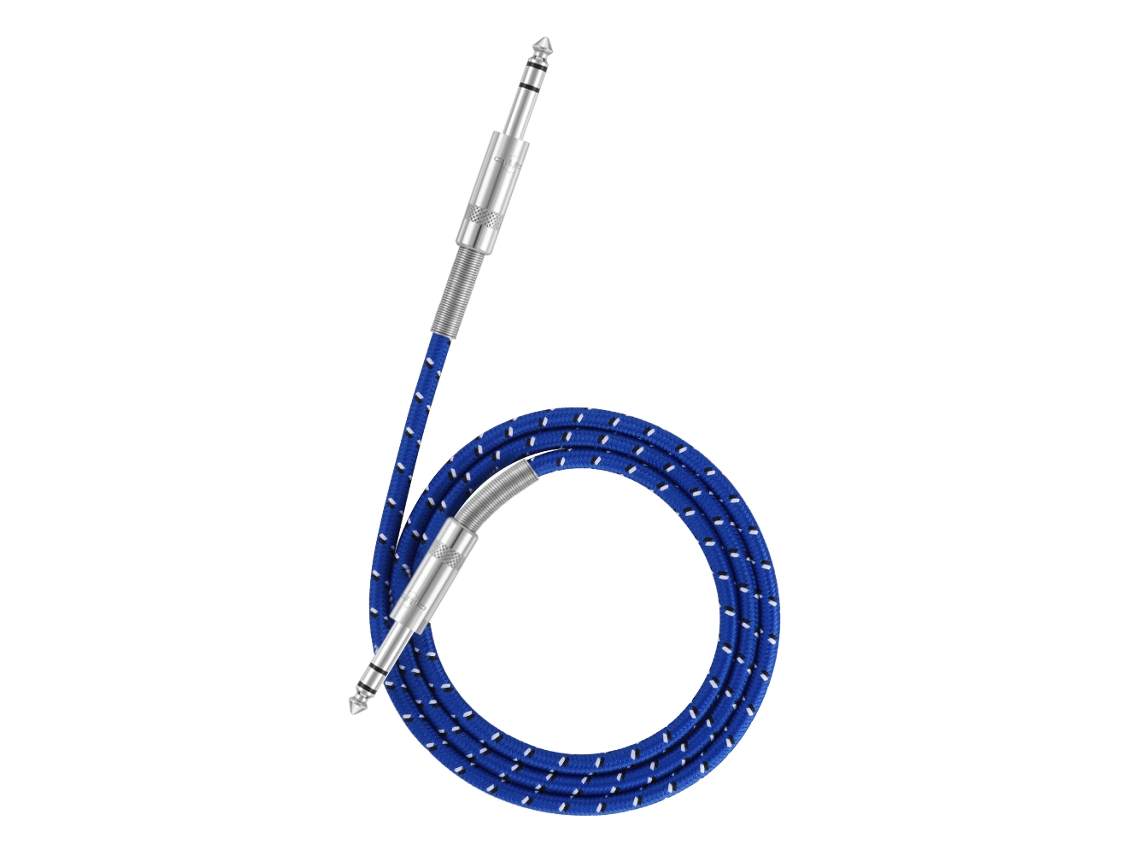 Cabo Mali Guitarra Estéreo 6.35mm Plug Macho, para Instrumento Musical, 1m, com Conexões de Zinco