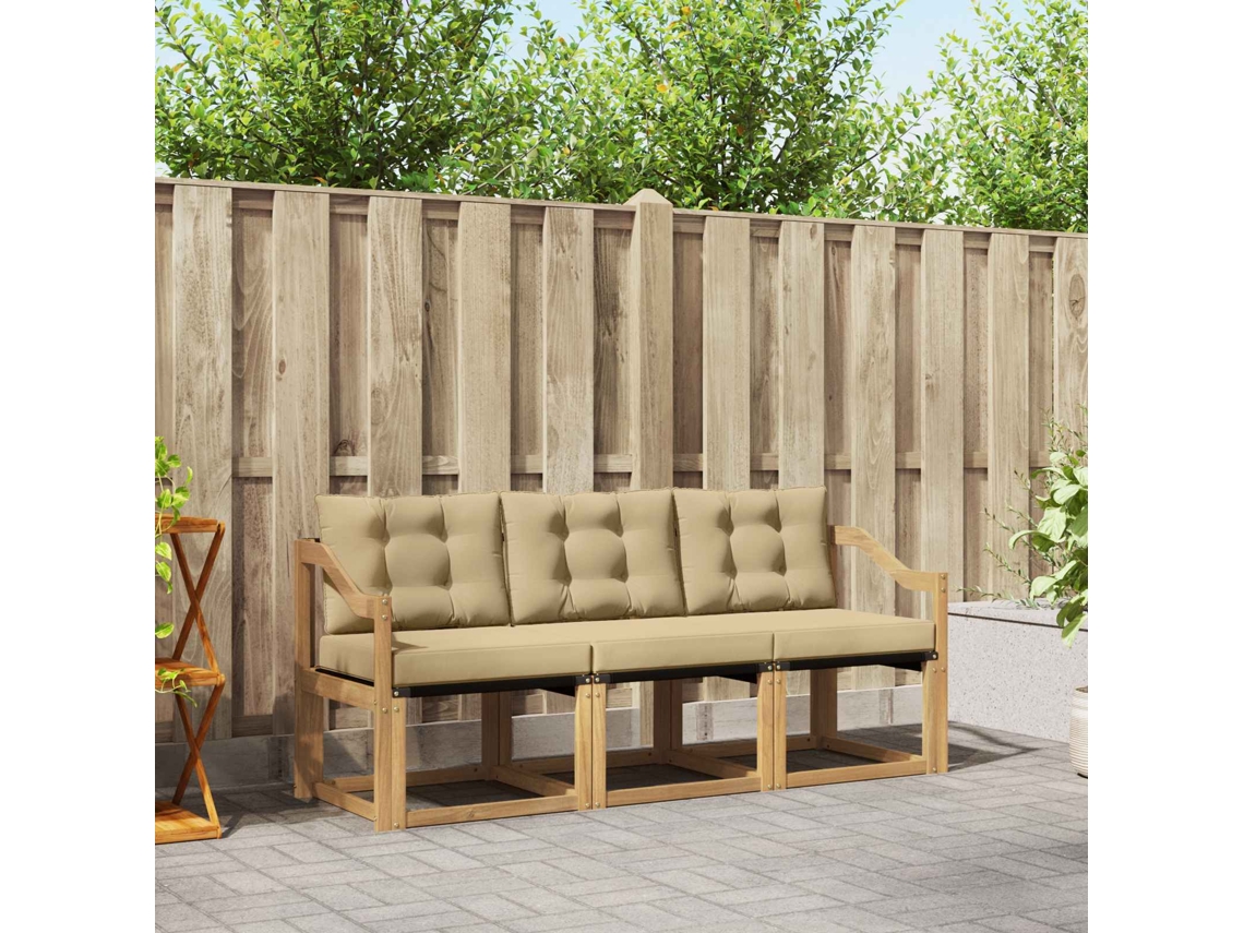 Vidaxl Conjunto De Sofás Para Exterior 3 Pcs Branco E Bege