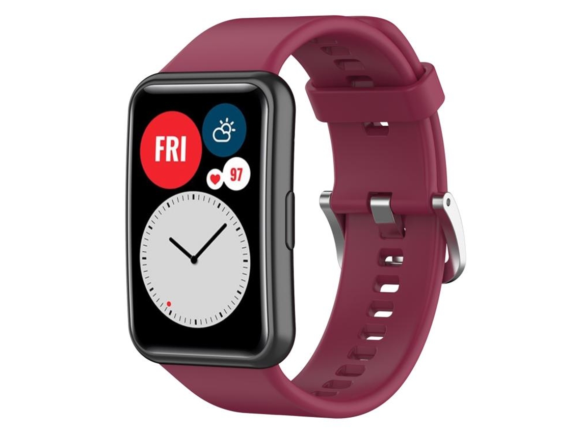 Bracelete para Huawei Gt 6 5 4 3 XIAOMOYU silicone cor sólida com fivela prateada vermelho vinho (46mm)