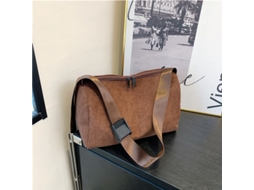 Bolsa Carteiro De Veludo Cotelê De Cor Sólida, Bolsa De Ombro Feminina Cilíndrica Casual Simples, Carteira Marrom SUNNY SPACES