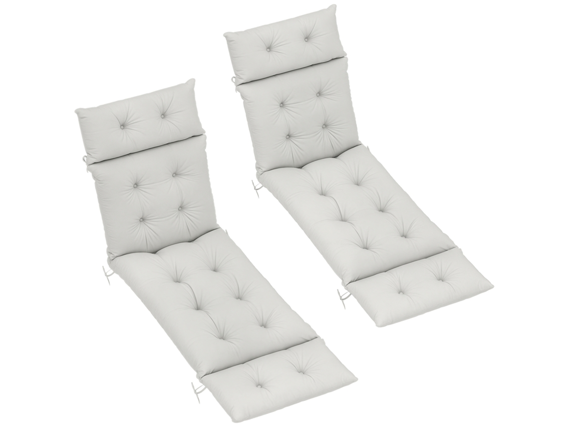 Conjunto de 2 Almofadas Grossas de Espreguiçadeira com Fixadores S/MARCA (190x56x10cm) cinza
