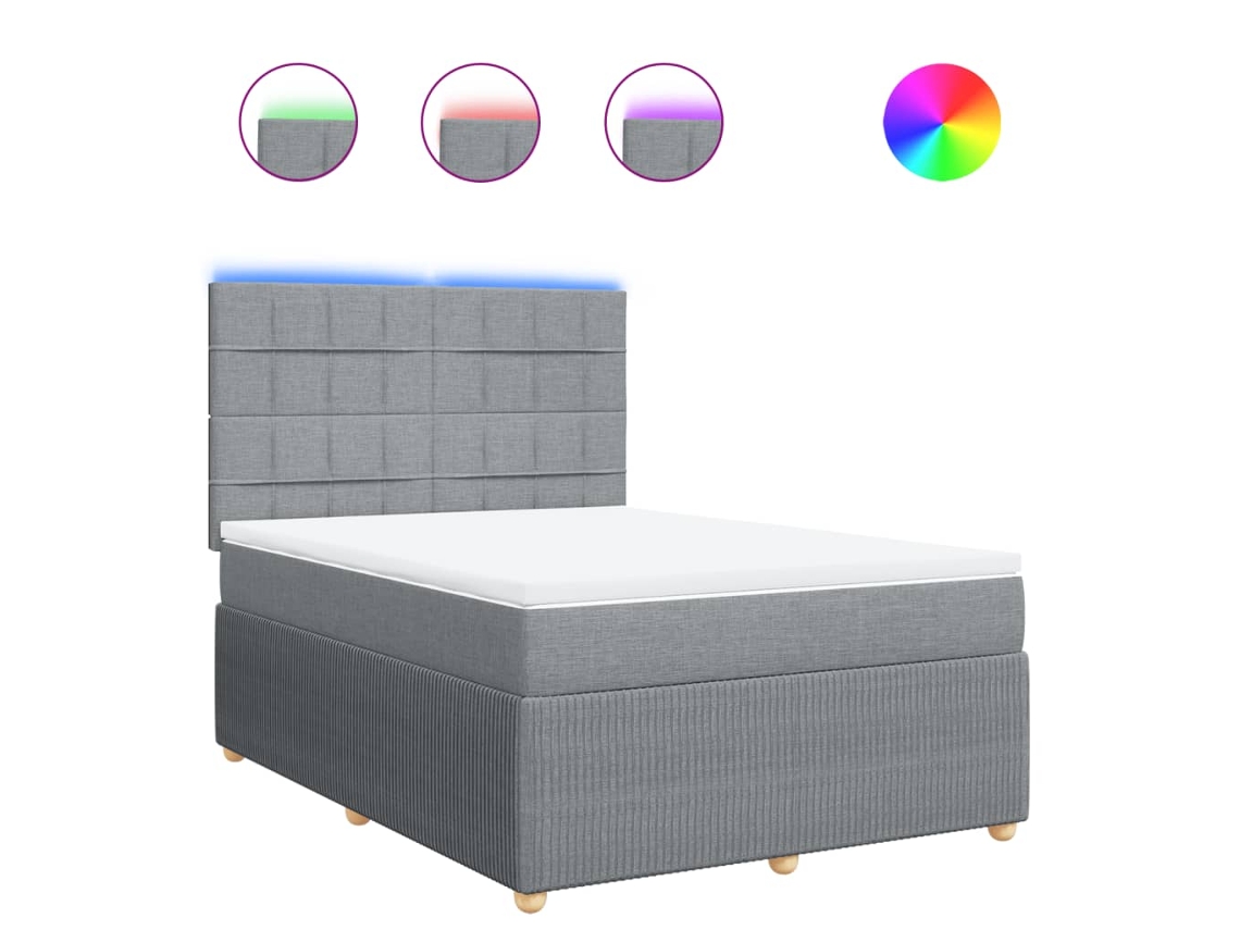 Box Spring Bed, Box Spring Beds Vidaxl Cinzeto Tecido (140 X 200 Cm)