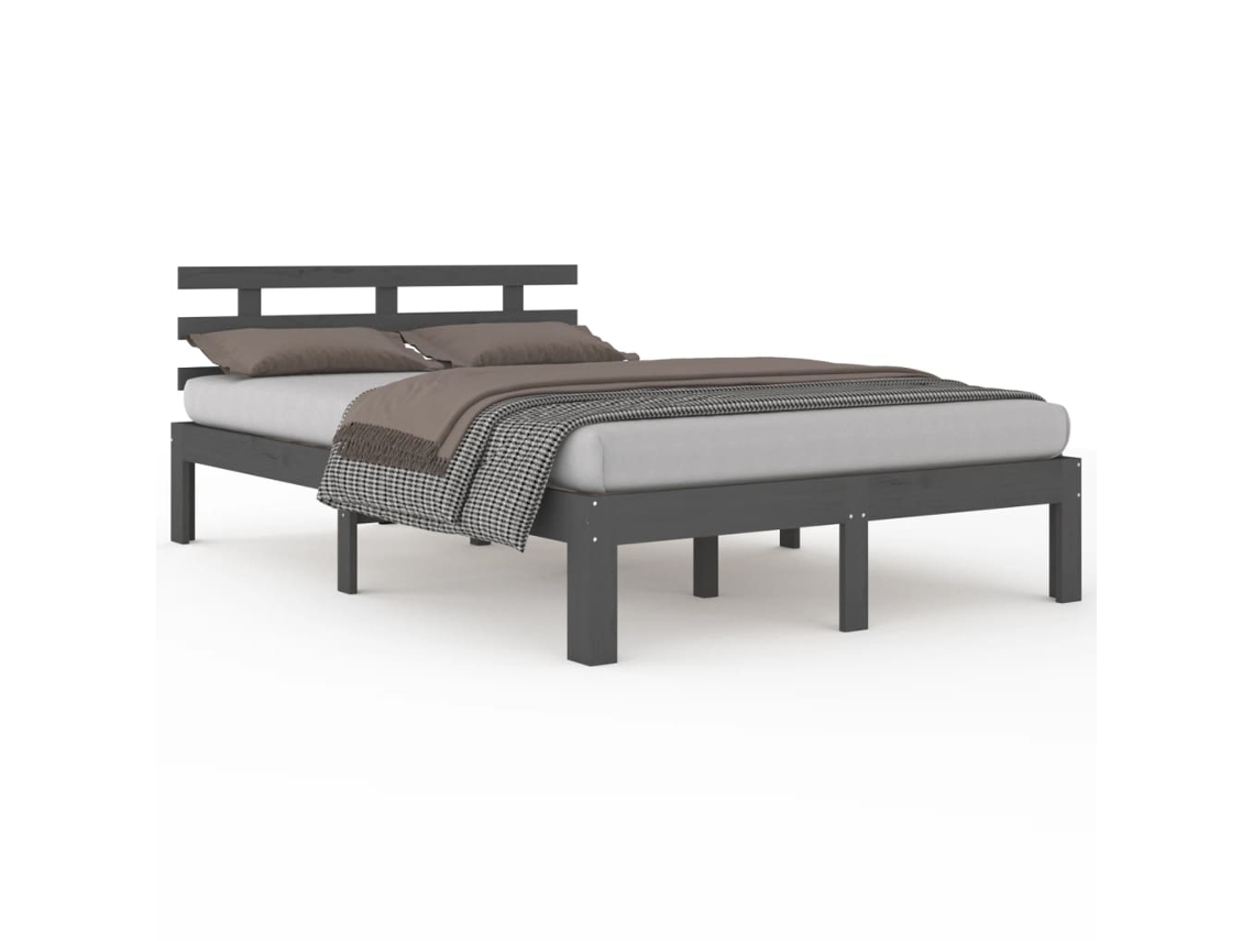 Estrutura de Cama King MAISON EXCLUSIVE em Madeira Maciça Cinza (150x200 cm)