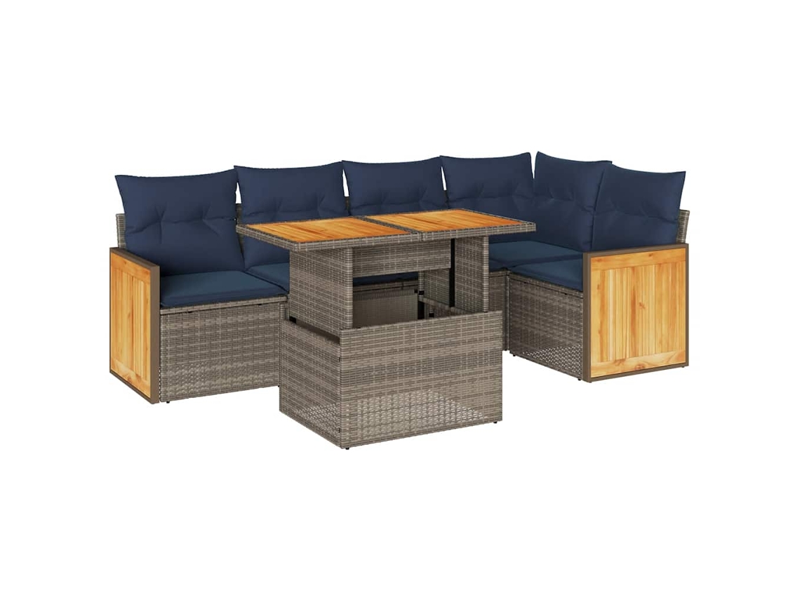 Conjunto de 6 Sofás Jardim com Almofadões Pe/acácia Cinzento MAISON EXCLUSIVE (6 pcs)