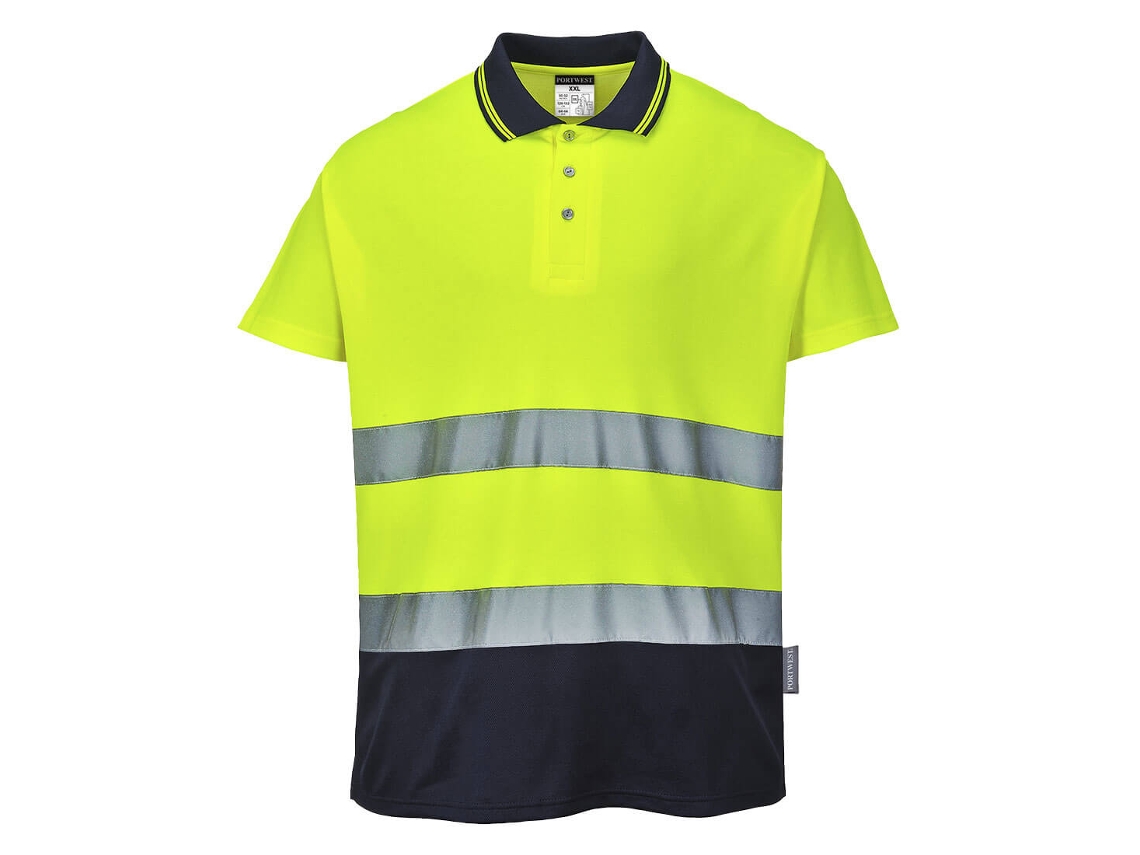 Polo Conforto Bicolor De Algodão Estilo E Conforto / Amarelo Marinho / L Portwest