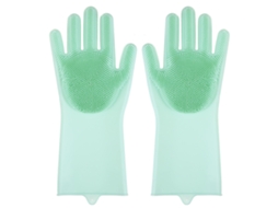 Luvas de Silicone com Cerdas para Lavar Louça | S/MARCA