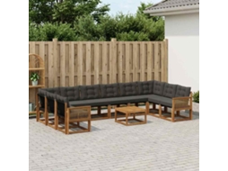 Vidaxl Conjunto De Sofás Para Exterior 11 Unid. Natural E Preto