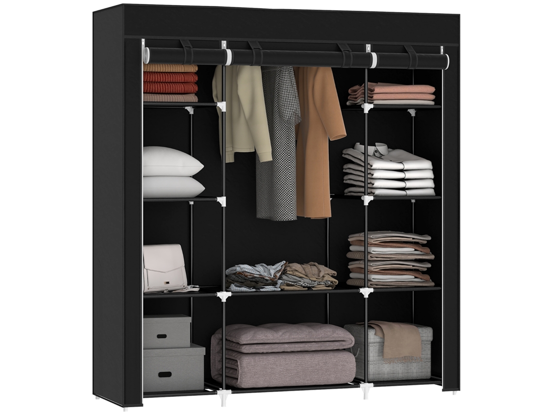 Guarda-roupa com Espelho, Compartimentos e Varão, 80x30x170 cm CHEZMOI
