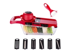 Cortador de Verduras 6 En 1, Espiralizador de Cocina Con Lâminas de Aço Inoxidável e Recipiente Antideslizante