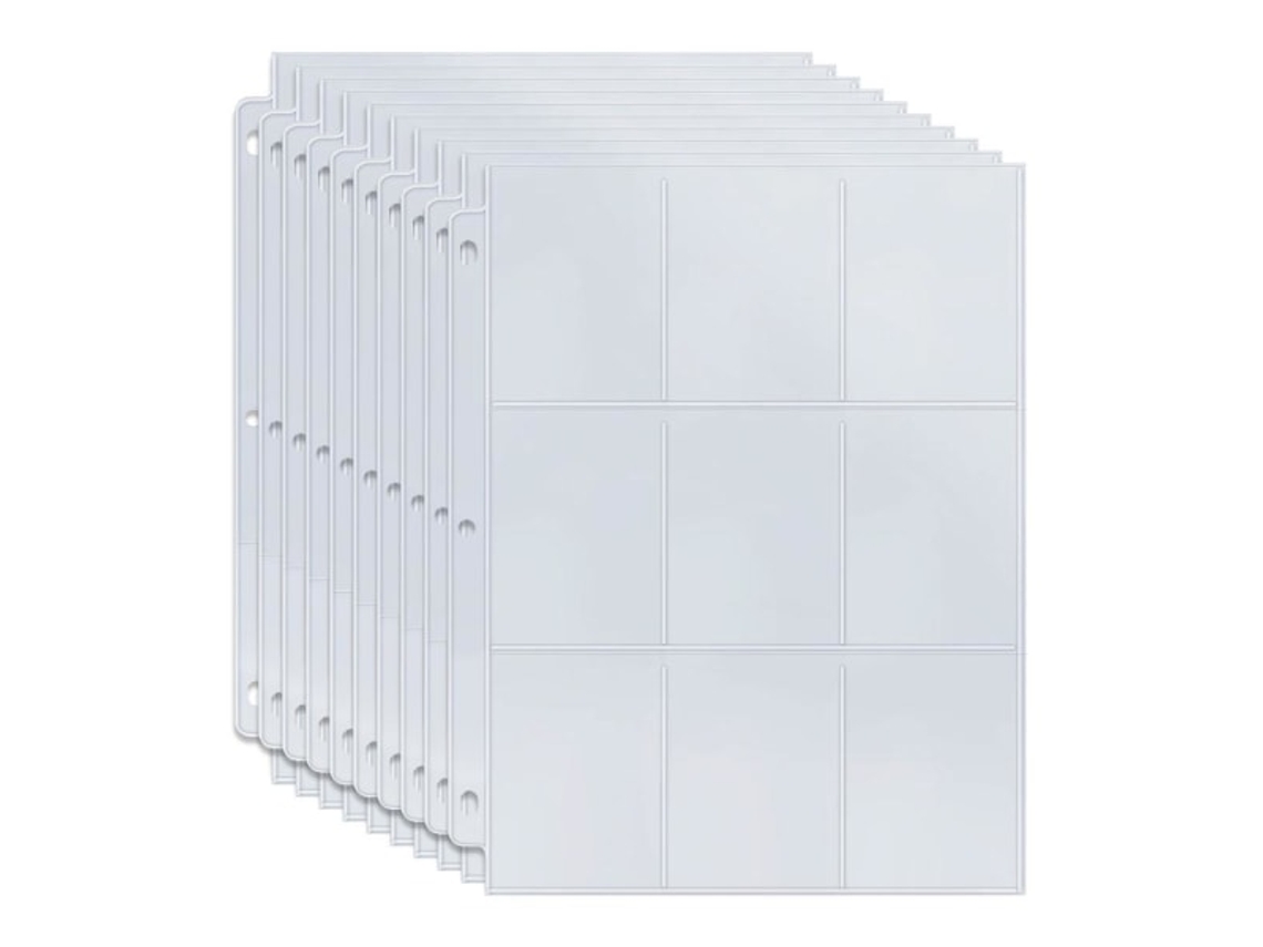 Pacote Com 10 Unidades, Bolsas Plásticas Para Cartas Colecionáveis​​, Protetores De Cartas Com 9 Compartimentos, Transparentes E Com Efeito Fx