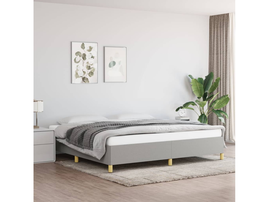 Vidaxl Estrutura De Cama Sem Colchão 200x200 Cm Tecido Cinzento-claro
