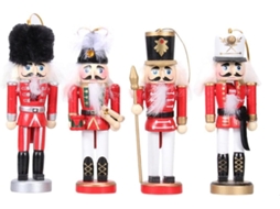 Conjunto 4 Pingentes Criativos Soldados Madeira Nogueira 13 Cordão Pendurar Antiderrapante Ideais Decoração GOKOCO