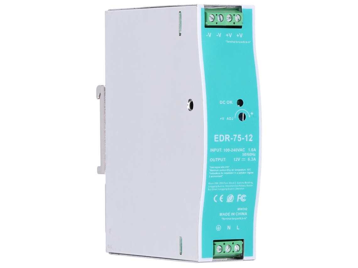 Fonte de Alimentação Rail Industrial 12V 6.3A 75.6W S/MARCA