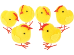 Conjunto 6 Miniaturas Pintinhos Pelúcia Páscoa Decorações Amarelas 7x6x4 Figuras Macias Decoração Festas GOKOCO