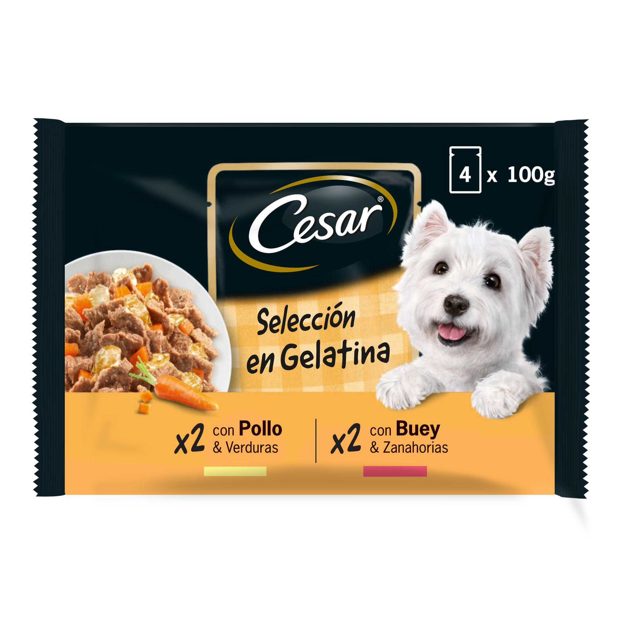 Alimentação Húmida para Cães Seleção Carnes Mixtas em Geleia Multipack 4X100G CESAR