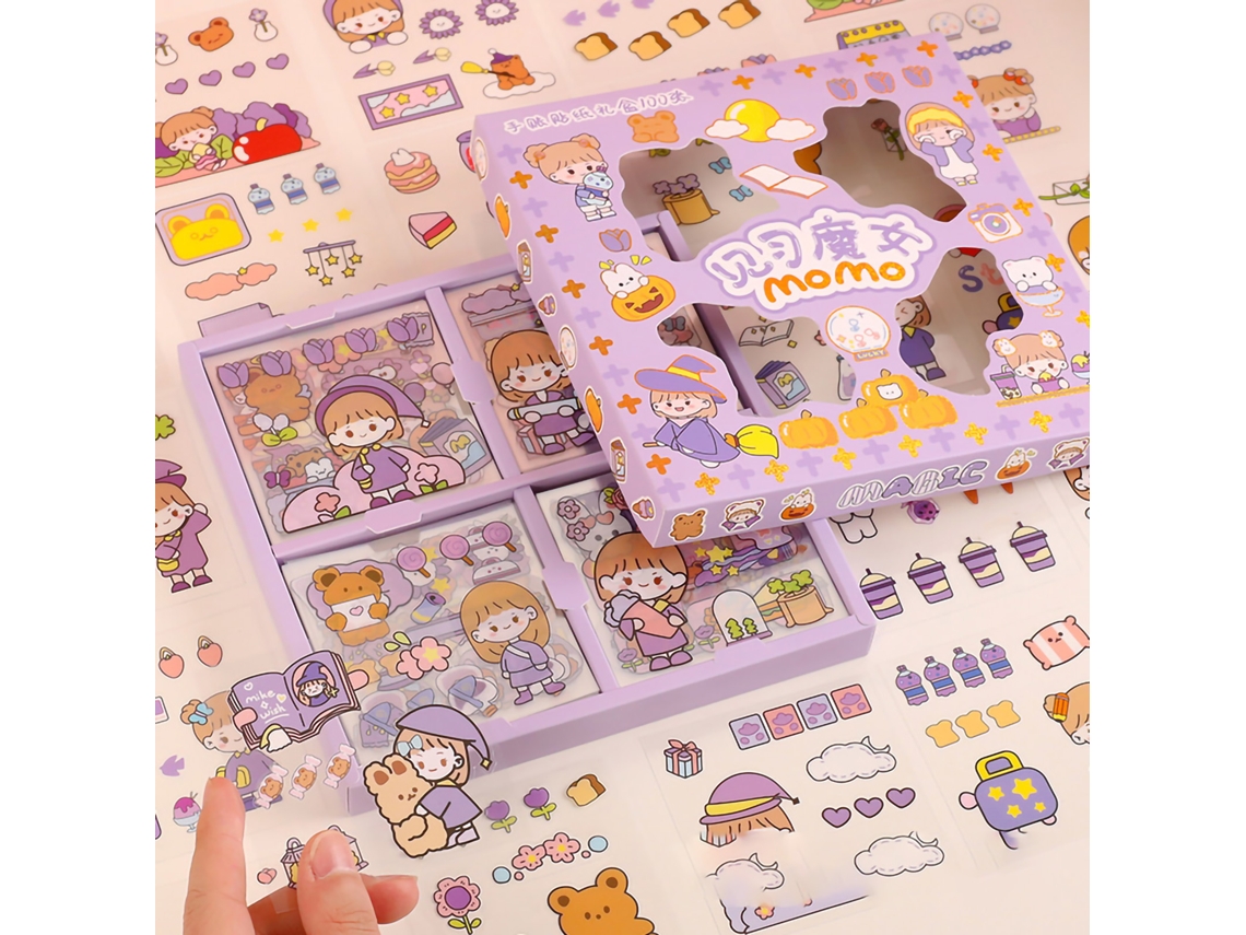 100 Adesivos De Caderno Witch Acessórios Diy Scrapbooking Cartões Pet Impermeável