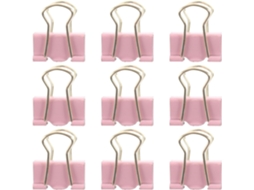 Clipes de papel de metal rosa para prender documentos e organizar pastas, 9 peças, clipes práticos, design funcional para