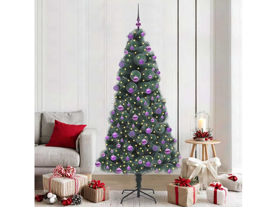 Vidaxl Árvore De Natal Artificial Pré-iluminada Com Conjunto De Bolas