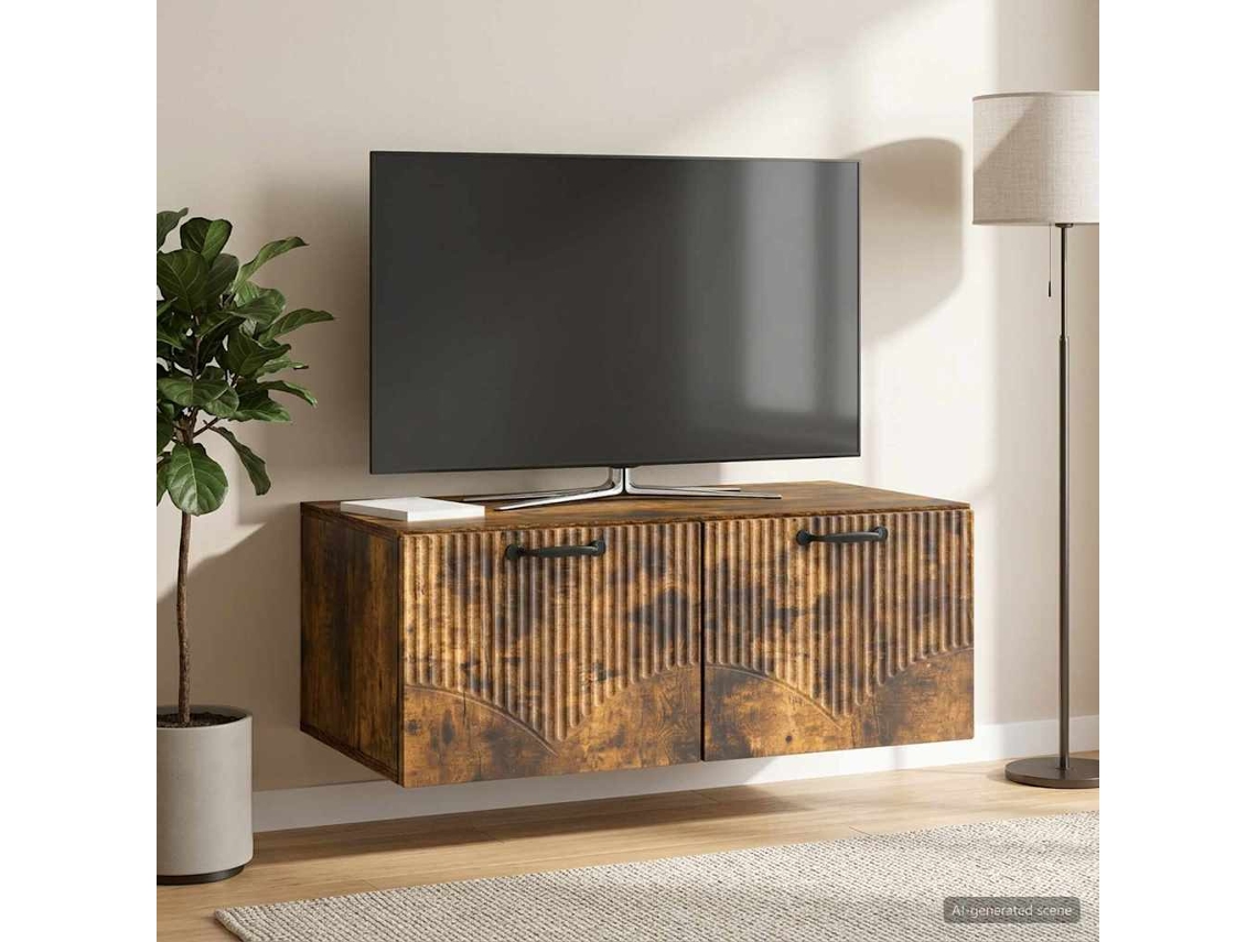 Vidaxl Gabinete De Tv De Parede Carvalho Fumado 78,5 X 41 X 30 Cm