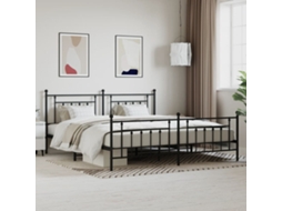 Vidaxl Estrutura De Cama Com Cabeceira E Pés 200x200 Cm Metal Preto