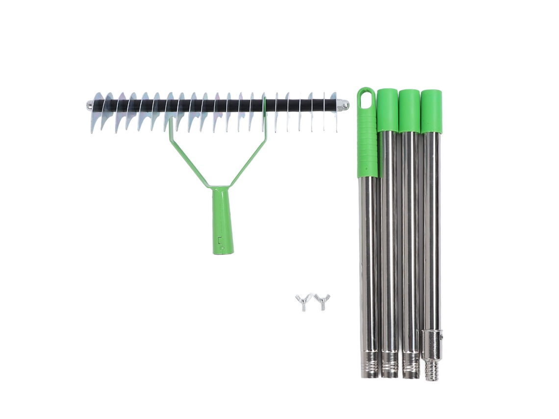 Pente de Sarjeta para Césped com Vara Extensível Aço Inoxidável Dethatcher Jardim Ferramenta | S/MARCA