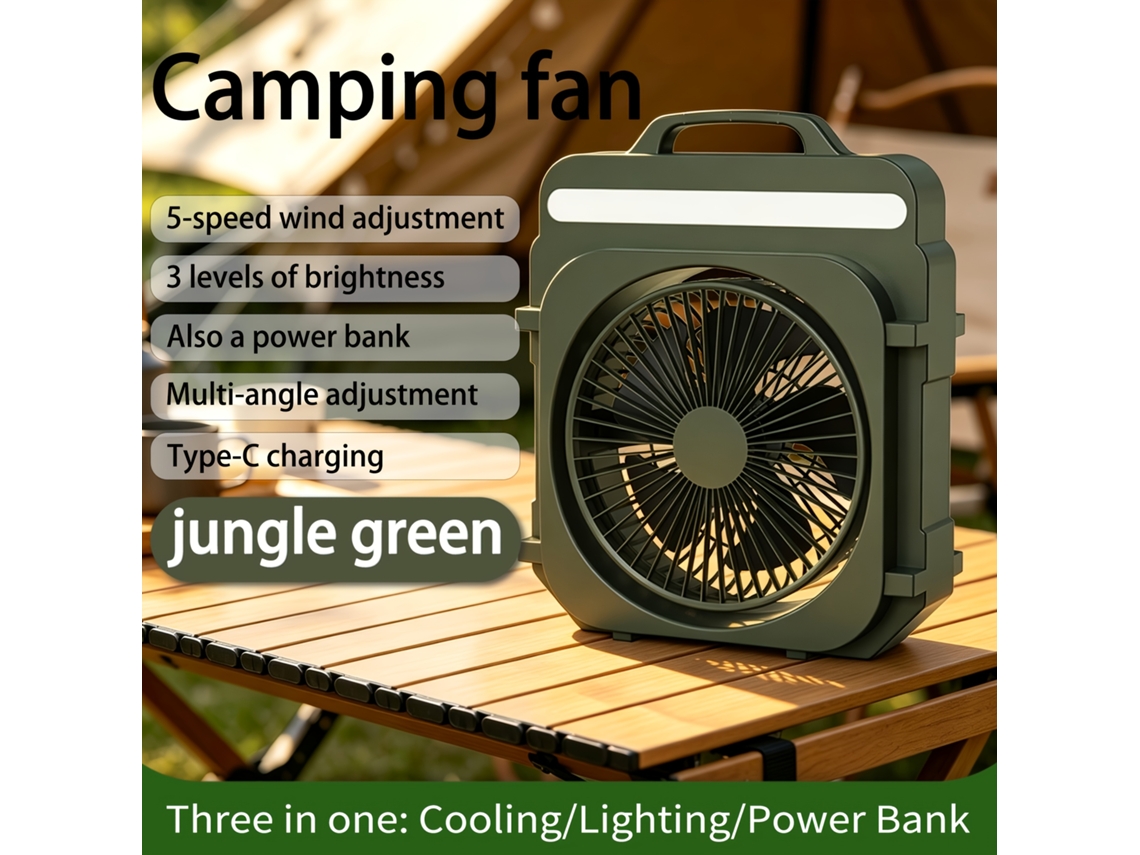 Ventilador Com Lanterna Led 5 Velocidades Para Barraca