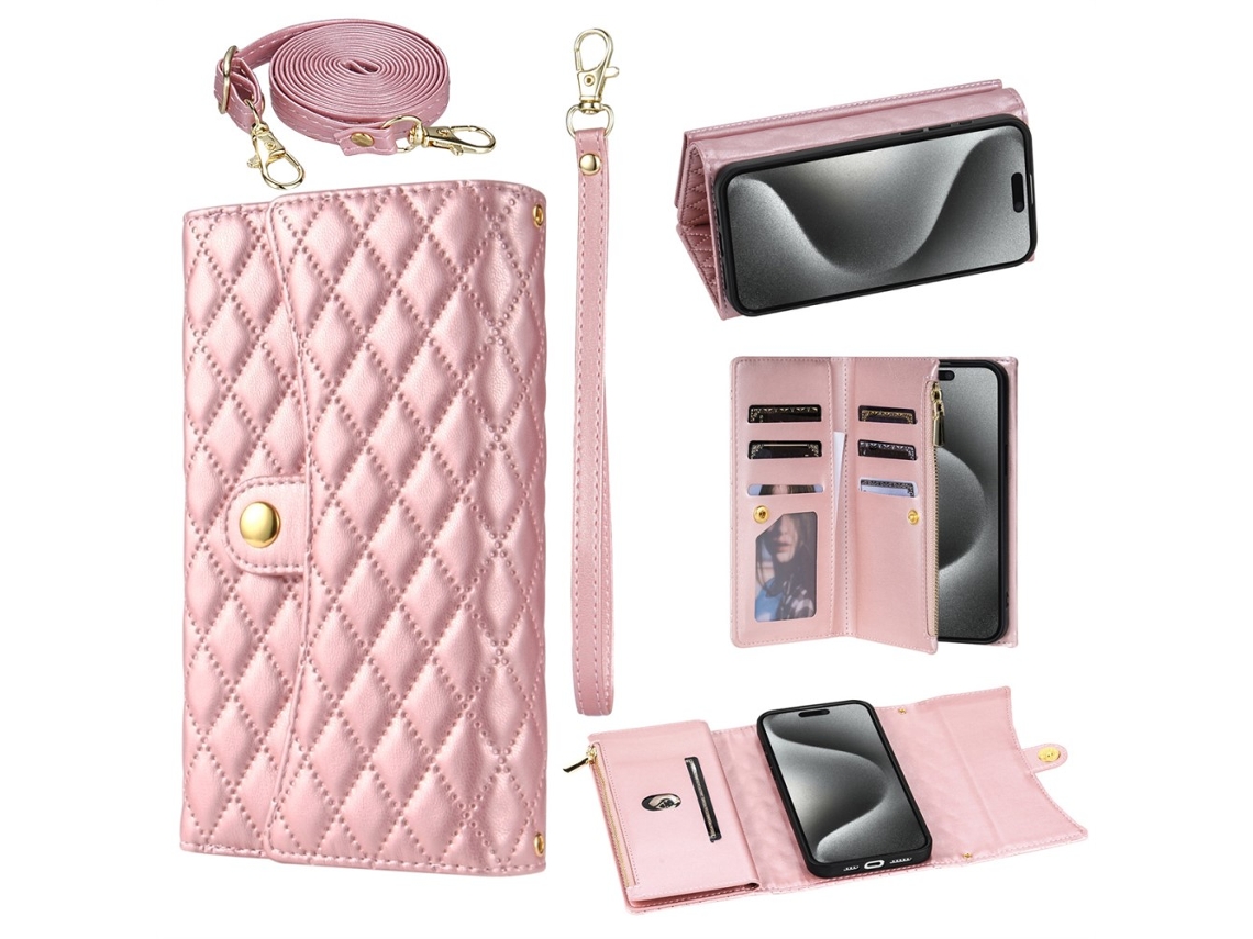 Capa Para Iphone 11 Pele Sintética Com Porta-cartões Rosa