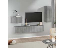 Vidaxl Conjunto Móveis De Tv 4 Pcs Madeira Processada Sonoma Cinza