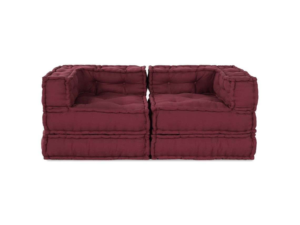 Vidaxl Unidade De Sofá Modular 2 Pcs Maroons 140 X 70 X 56 Cm Tecido