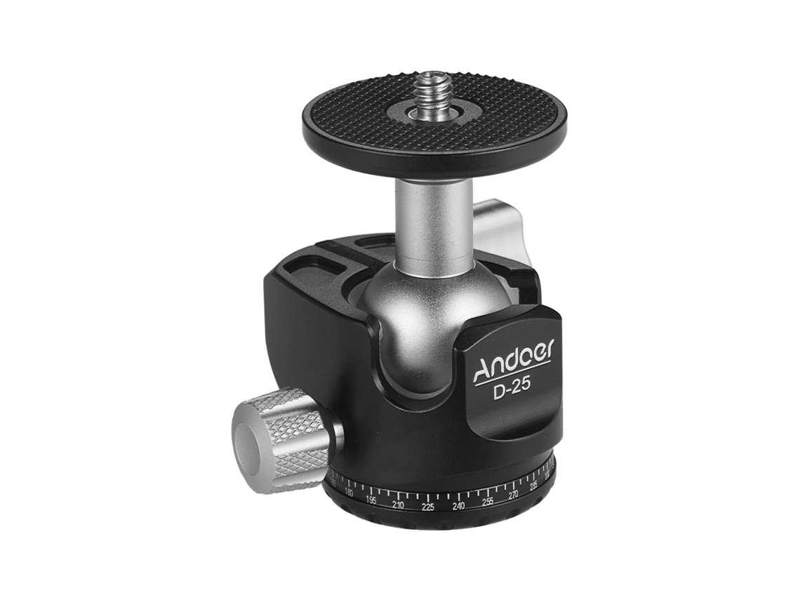 Andoer D-25 Cabeza De Bolas Mini De Aluminio 10kg Con Bajo Centro De Gravedad Para Cámaras Canon Nikon Sony Dslr Ildc Trípode Monopod