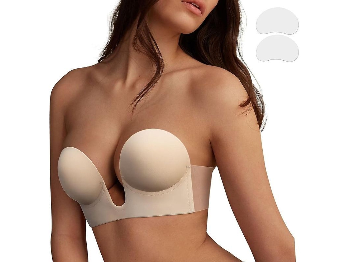 Sutiã adesivo push-up invisível sem alças reutilizável para vestido de noiva Regatta 2026 com decote em V profundo