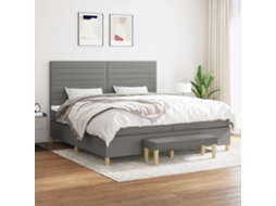 Vidaxl Cama Com Molas/colchão 200x200 Cm Tecido Cinzento-escuro