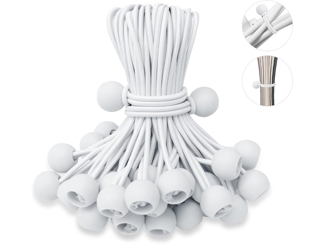Cordas Elásticas Com Bola, 50 Unidades, 15 Cm, Elástica