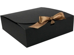 Conjunto De 12 Caixas De Presente Quadradas, 16,5 Cm X 16,5 Cm X 5 Cm, Fácil Montagem, Caixa Preta Com Laço. Aquaforge